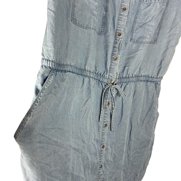 Daily Ritual Blue Chambray Shirt Dress Sz 16 XL Short Sleeve Casual Lyocell - Picture 5 of 10